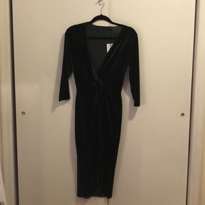 Green velvet Zara faux wrap dress
